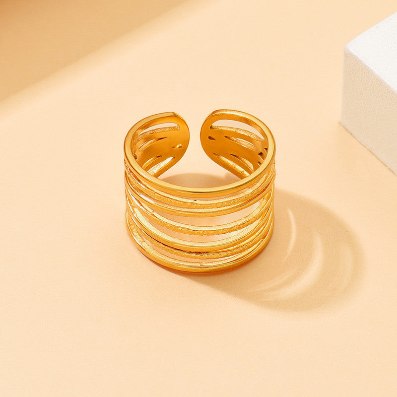 Gold Plated Anti Tarnish Stainless Steel Contemporary Adjustable Finger Ring