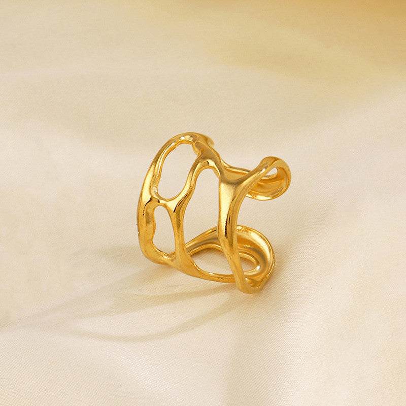 Gold Plated Anti Tarnish Stainless Steel Contemporary Adjustable Finger Ring