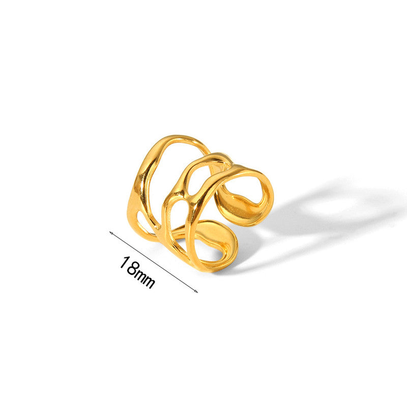 Gold Plated Anti Tarnish Stainless Steel Contemporary Adjustable Finger Ring