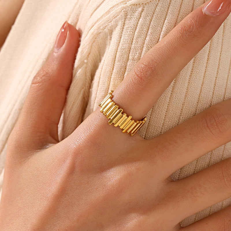 Gold Plated Anti Tarnish Stainless Steel Contemporary Adjustable Finger Ring