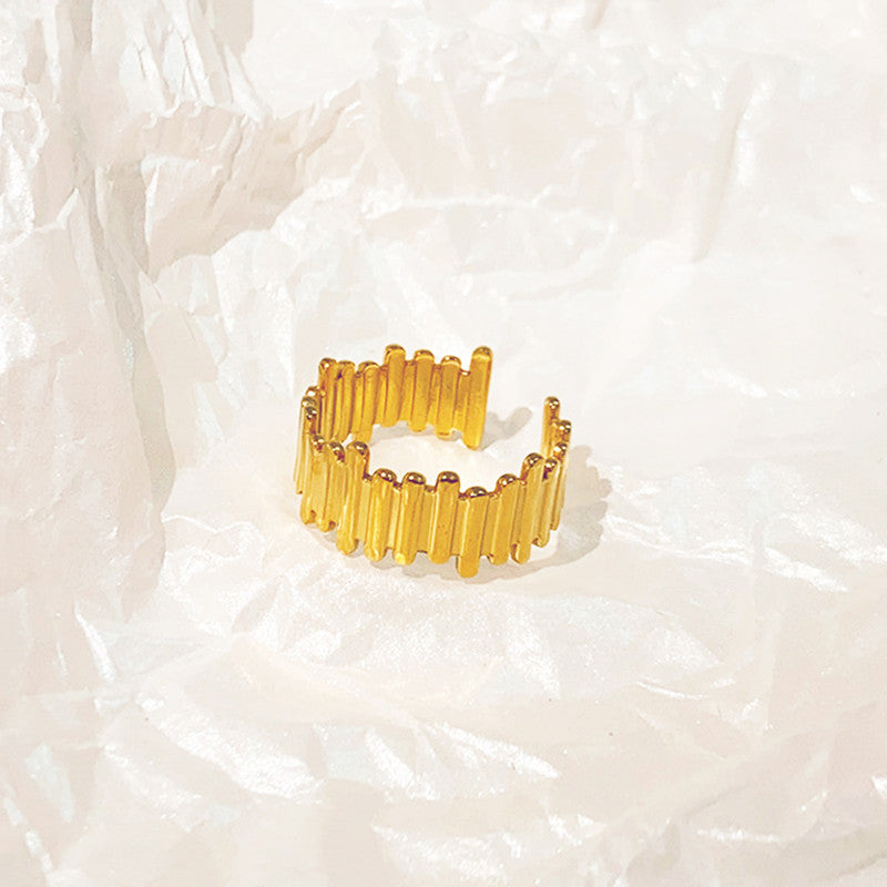 Gold Plated Anti Tarnish Stainless Steel Contemporary Adjustable Finger Ring