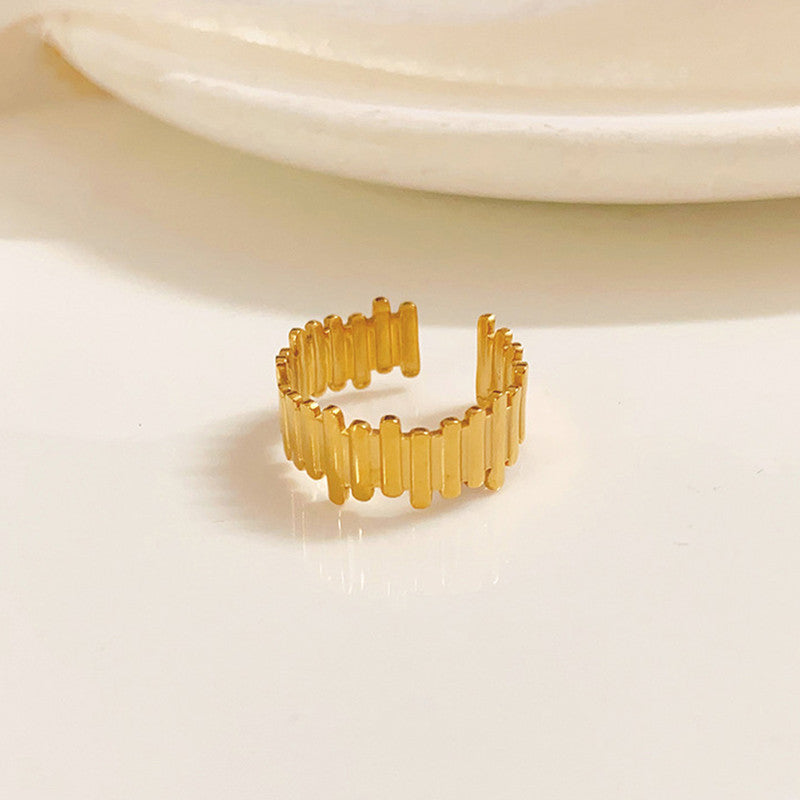 Gold Plated Anti Tarnish Stainless Steel Contemporary Adjustable Finger Ring
