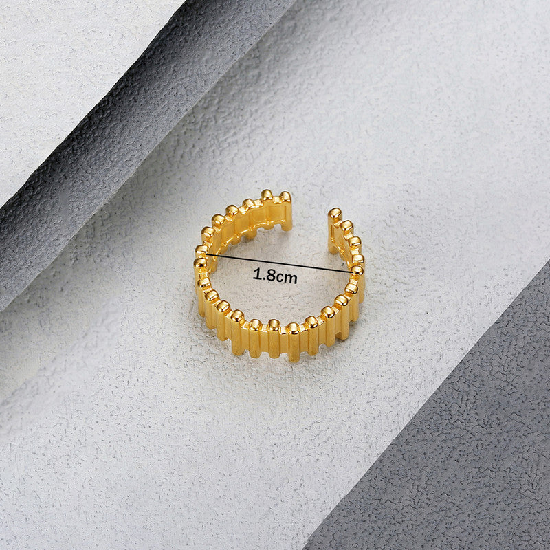 Gold Plated Anti Tarnish Stainless Steel Contemporary Adjustable Finger Ring