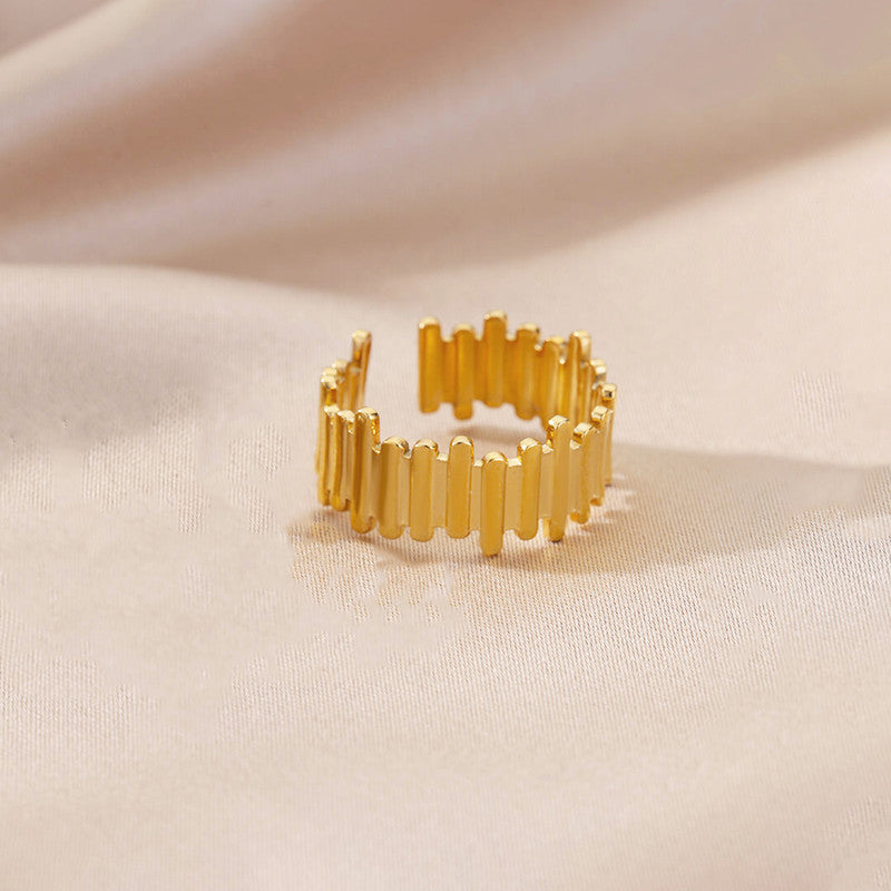 Gold Plated Anti Tarnish Stainless Steel Contemporary Adjustable Finger Ring