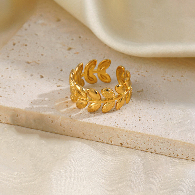 Gold Plated Anti Tarnish Stainless Steel Contemporary Adjustable Finger Ring