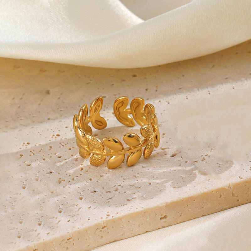 Gold Plated Anti Tarnish Stainless Steel Contemporary Adjustable Finger Ring