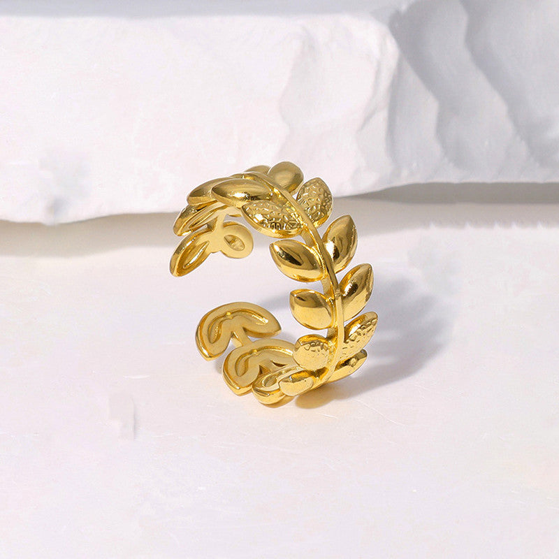 Gold Plated Anti Tarnish Stainless Steel Contemporary Adjustable Finger Ring