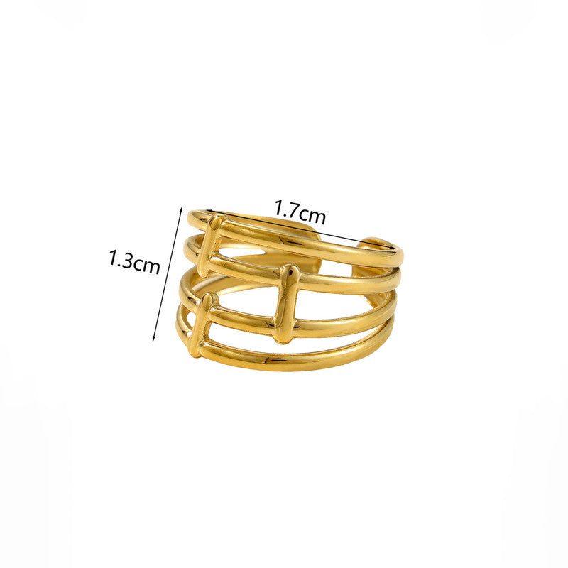 Gold Plated Anti Tarnish Stainless Steel Contemporary Adjustable Finger Ring