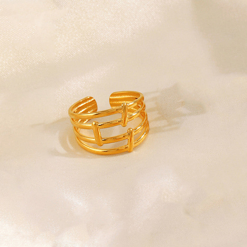 Gold Plated Anti Tarnish Stainless Steel Contemporary Adjustable Finger Ring