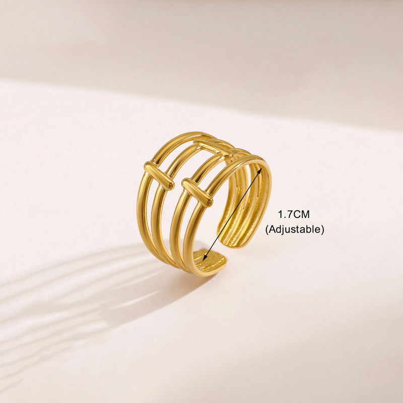Gold Plated Anti Tarnish Stainless Steel Contemporary Adjustable Finger Ring