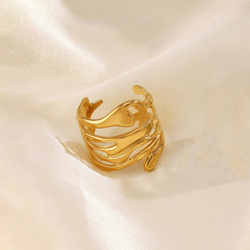 Gold Plated Anti Tarnish Stainless Steel Contemporary Adjustable Finger Ring
