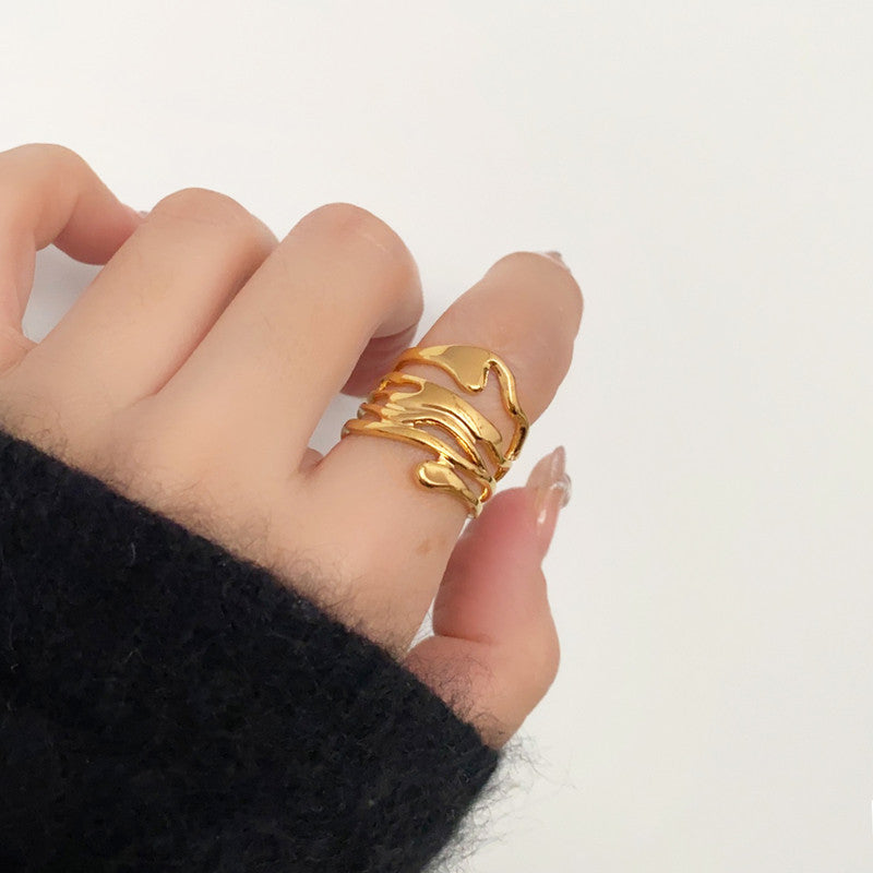 Gold Plated Anti Tarnish Stainless Steel Contemporary Adjustable Finger Ring