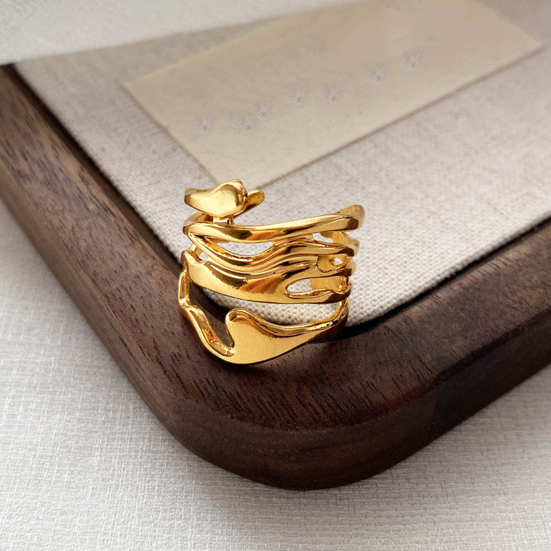 Gold Plated Anti Tarnish Stainless Steel Contemporary Adjustable Finger Ring
