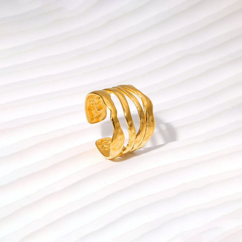 Gold Plated Anti Tarnish Stainless Steel Contemporary Adjustable Finger Ring