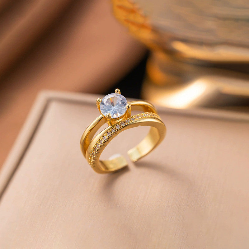 Gold Plated Anti Tarnish Stainless Steel Contemporary Adjustable Finger Ring