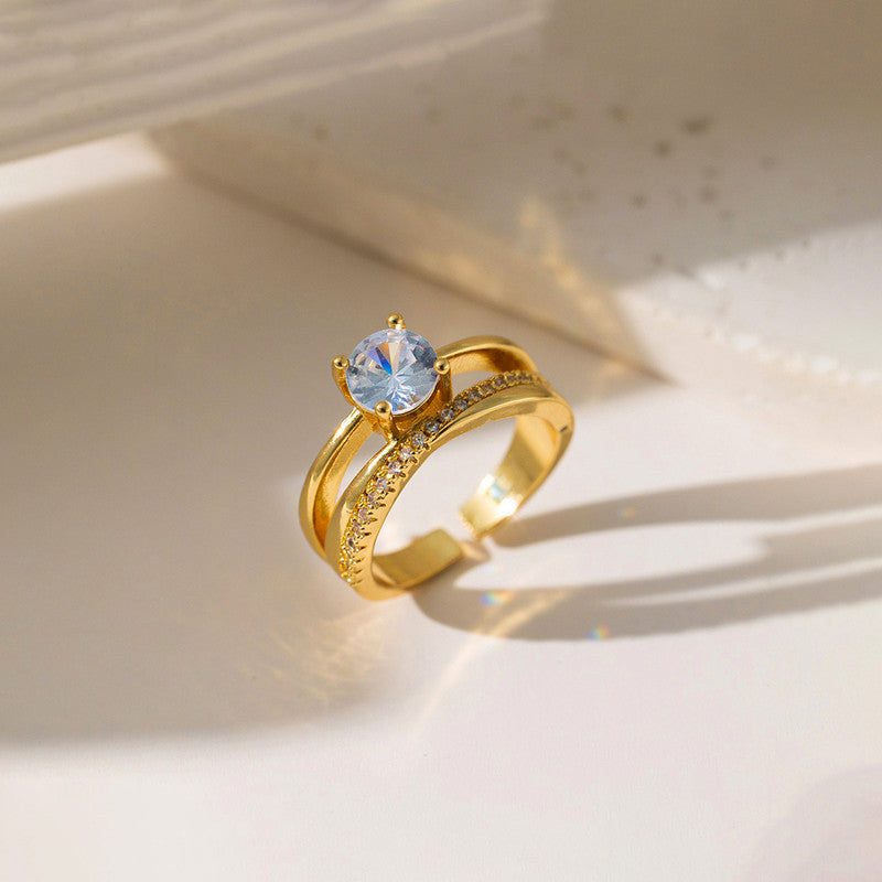 Gold Plated Anti Tarnish Stainless Steel Contemporary Adjustable Finger Ring