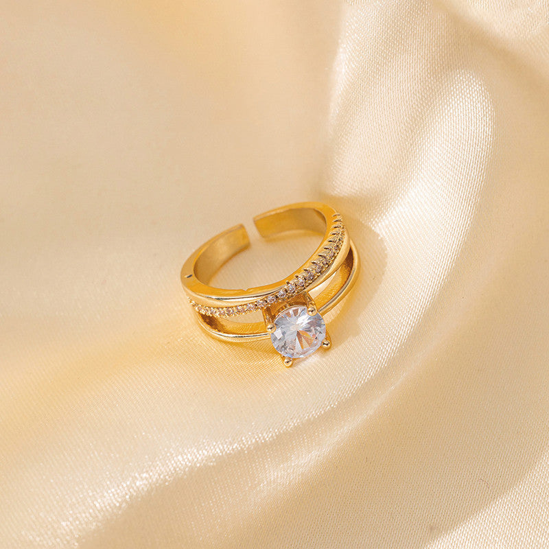 Gold Plated Anti Tarnish Stainless Steel Contemporary Adjustable Finger Ring