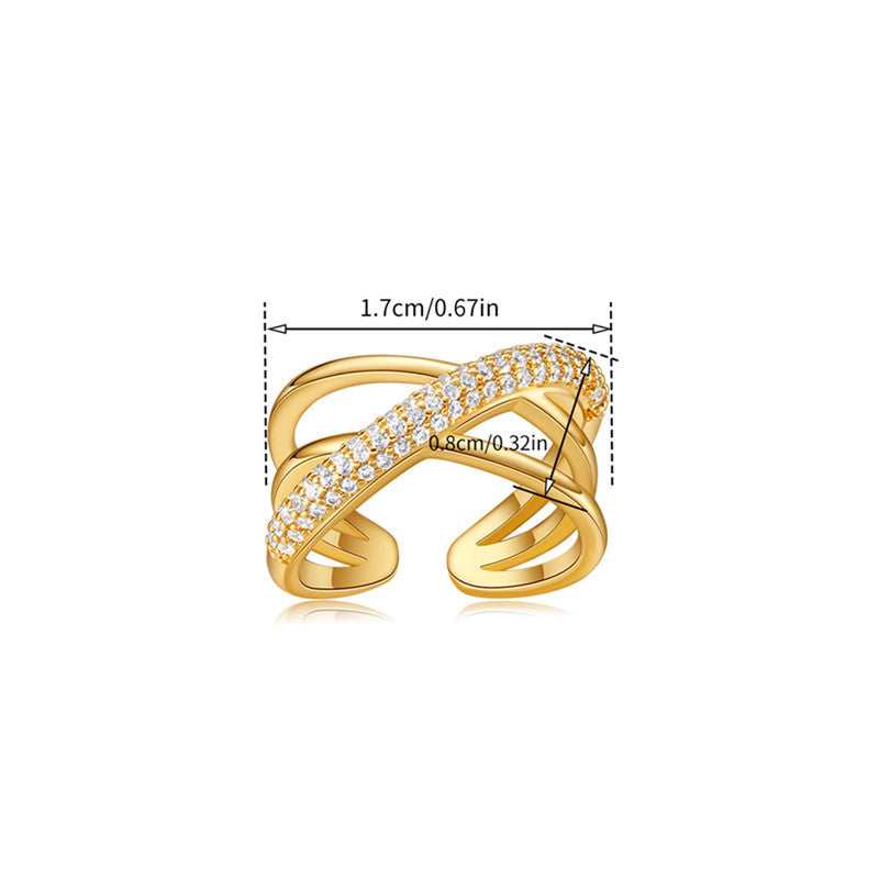 Gold Plated Anti Tarnish Stainless Steel Cross Shaped Adjustable Finger Ring