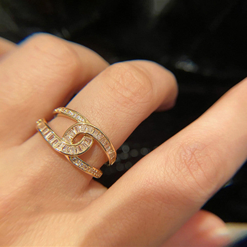 Gold Plated Anti Tarnish Stainless Steel Interconnected Adjustable Finger Ring