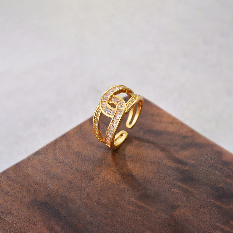 Gold Plated Anti Tarnish Stainless Steel Interconnected Adjustable Finger Ring