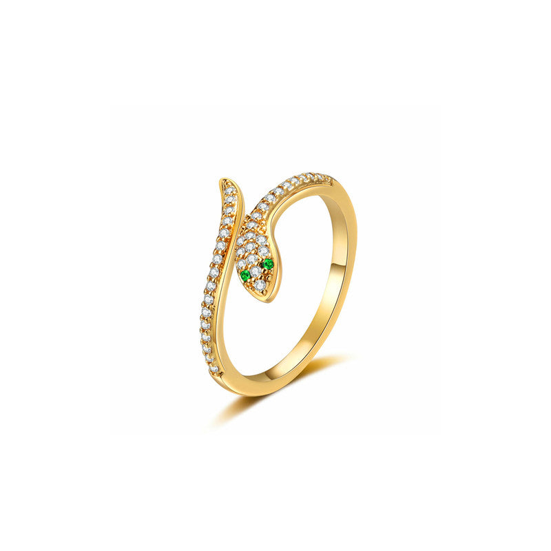 Gold Plated Anti Tarnish Stainless Steel Snake Themed Adjustable Finger Ring