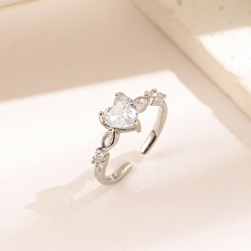 Silver Plated Anti Tarnish Stainless Steel Heart Themed Adjustable Finger Ring