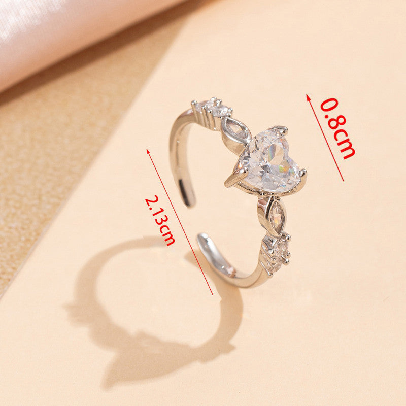 Silver Plated Anti Tarnish Stainless Steel Heart Themed Adjustable Finger Ring