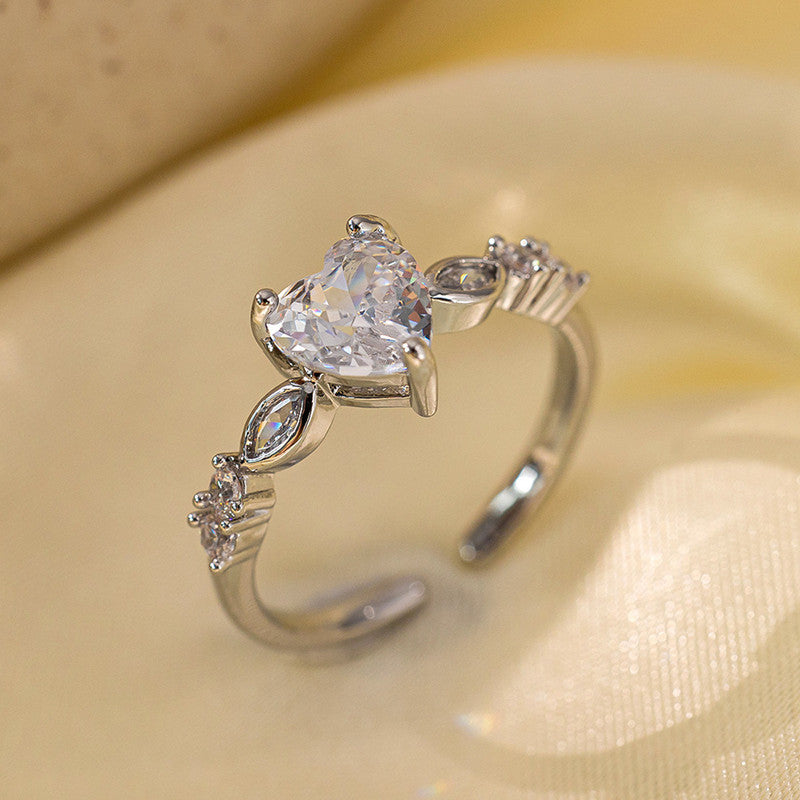 Silver Plated Anti Tarnish Stainless Steel Heart Themed Adjustable Finger Ring