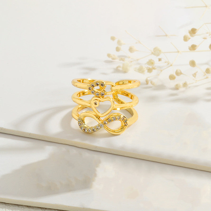 Gold Plated Anti Tarnish Stainless Steel Infinity Heart Themed Ring