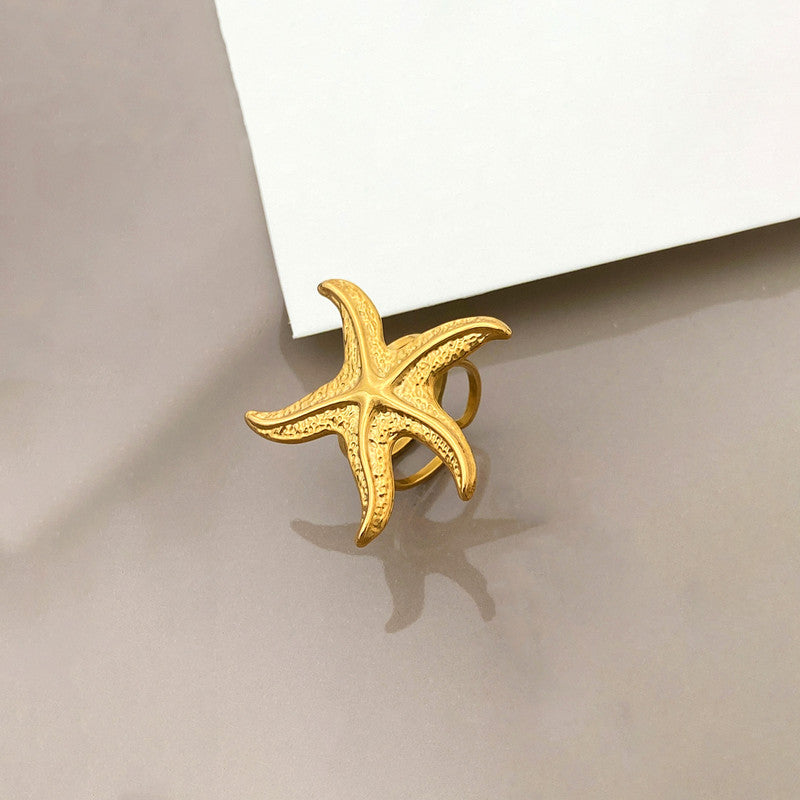 Gold Plated Anti Tarnish Stainless Steel Star Themed Ring