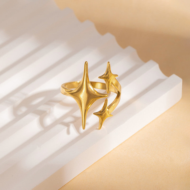 Gold Plated Anti Tarnish Stainless Steel Star Themed Ring