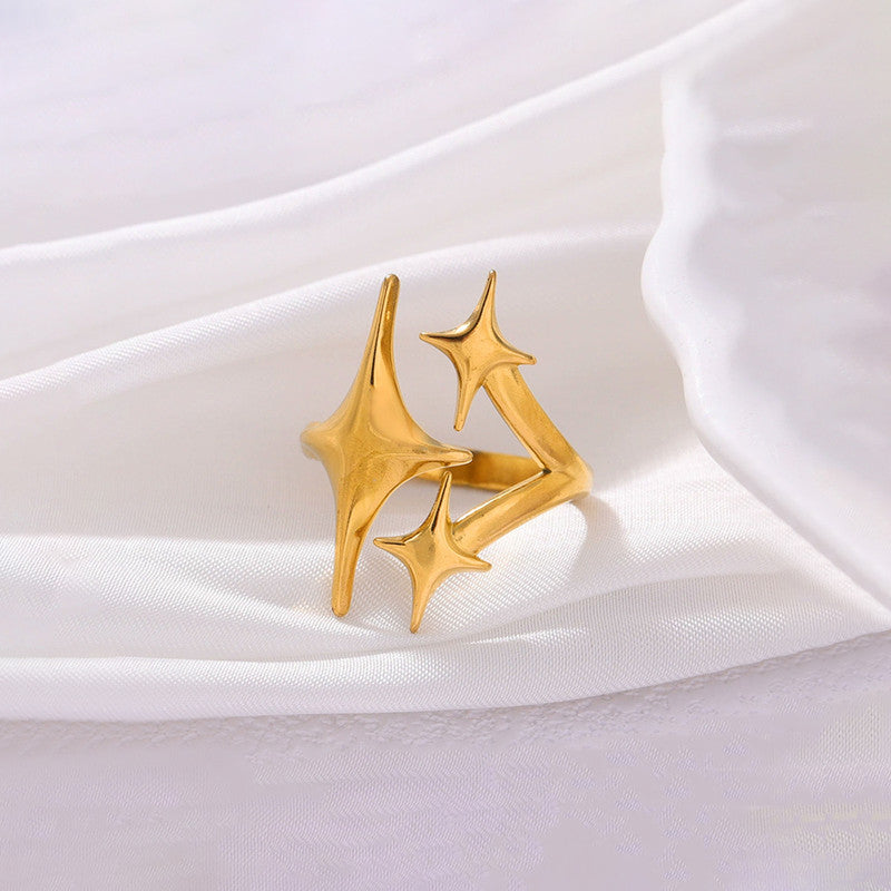 Gold Plated Anti Tarnish Stainless Steel Star Themed Ring
