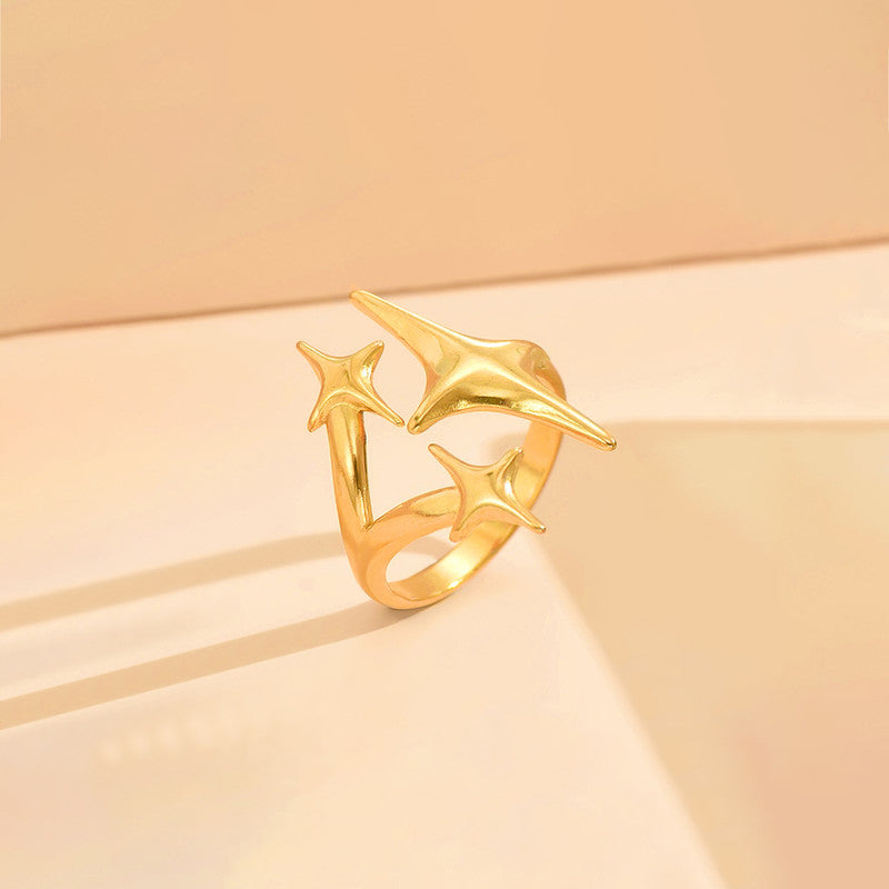 Gold Plated Anti Tarnish Stainless Steel Star Themed Ring