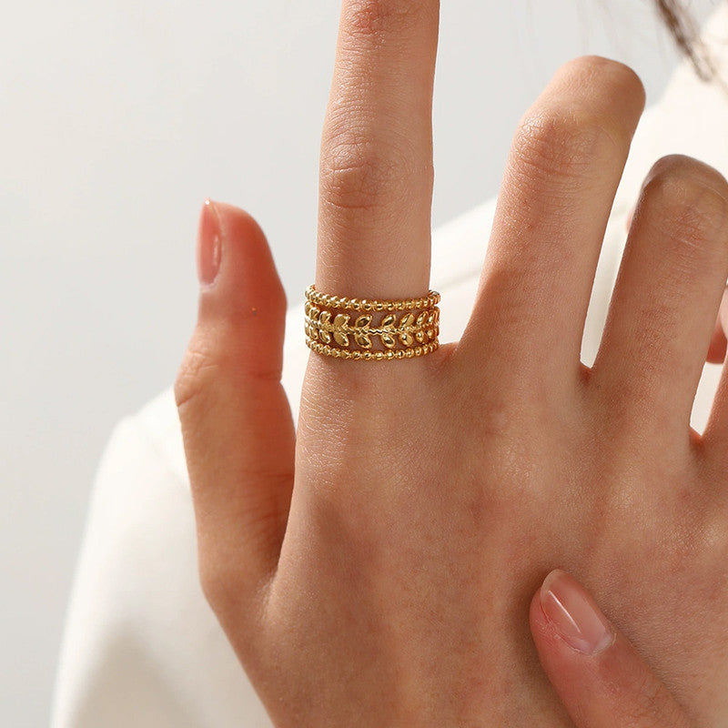 Gold-Plated Anti Tarnish Stainless Steel Contemporary Adjustable Ring
