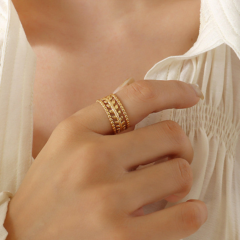 Gold-Plated Anti Tarnish Stainless Steel Contemporary Adjustable Ring