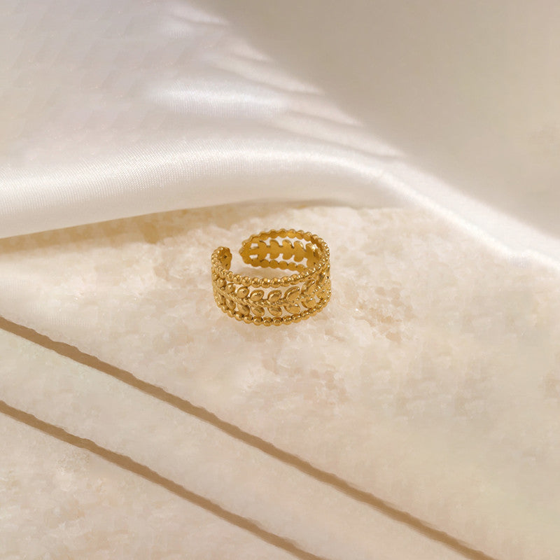 Gold-Plated Anti Tarnish Stainless Steel Contemporary Adjustable Ring