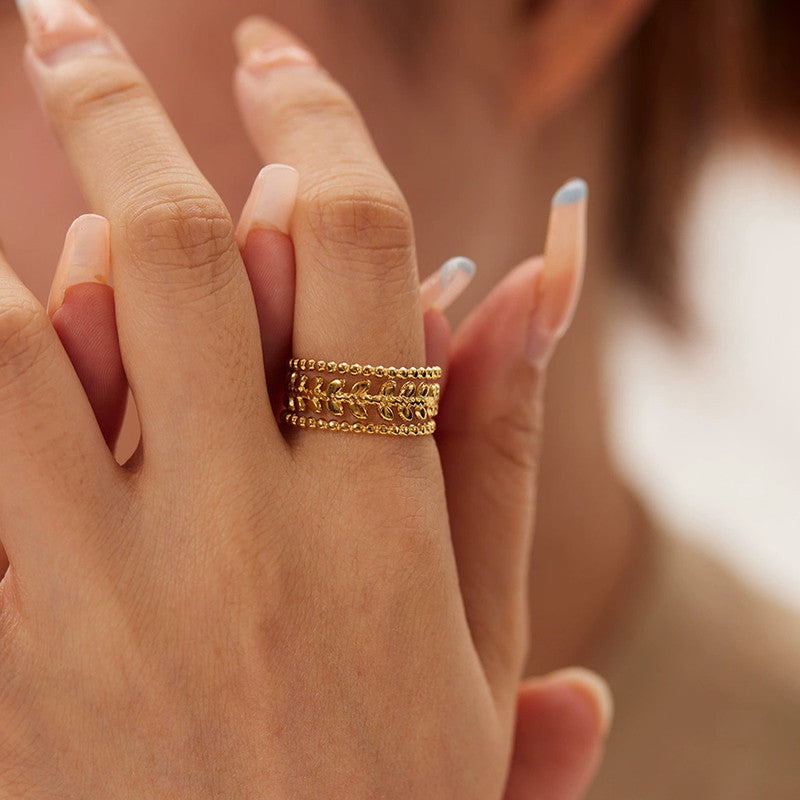 Gold-Plated Anti Tarnish Stainless Steel Contemporary Adjustable Ring