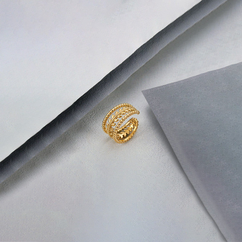 Gold-Plated Anti Tarnish Stainless Steel Contemporary Adjustable Ring