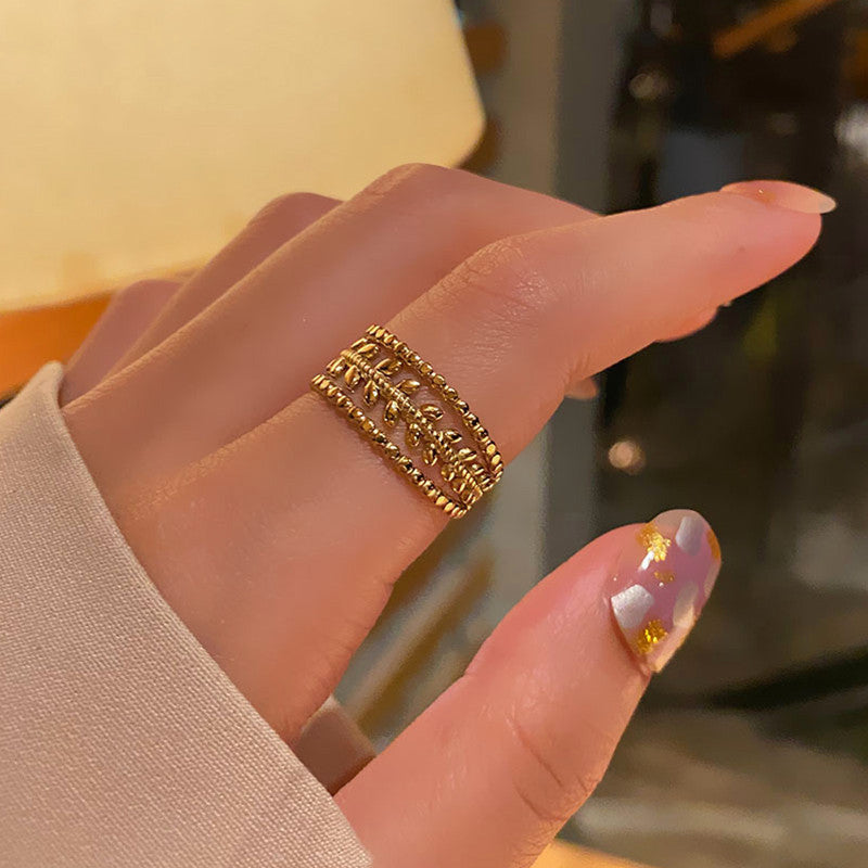 Gold-Plated Anti Tarnish Stainless Steel Contemporary Adjustable Ring