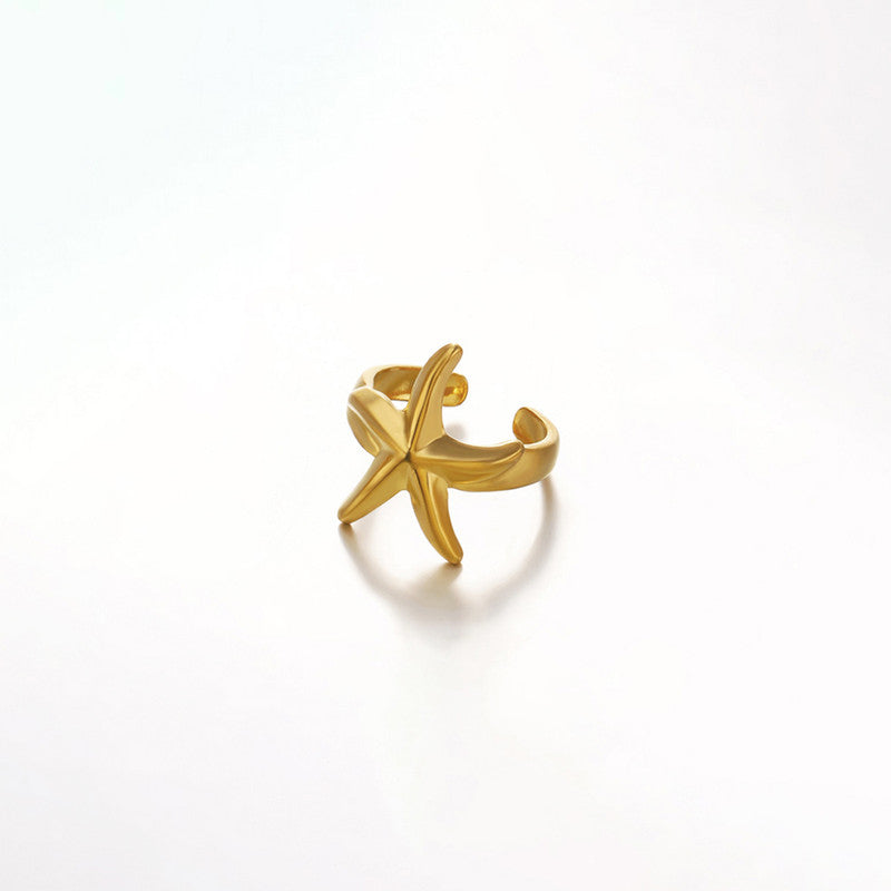Gold-Plated Anti Tarnish Stainless Steel Star Themed Adjustable Ring