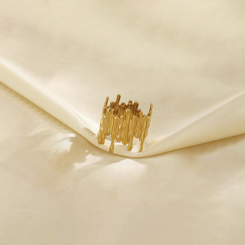 Gold-Plated Anti Tarnish Stainless Steel Contemporary Adjustable Ring
