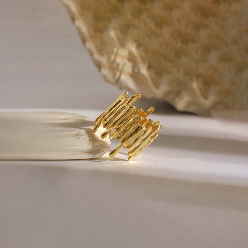 Gold-Plated Anti Tarnish Stainless Steel Contemporary Adjustable Ring