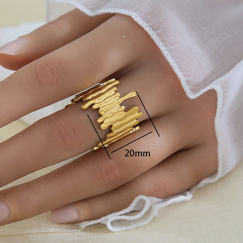 Gold-Plated Anti Tarnish Stainless Steel Contemporary Adjustable Ring