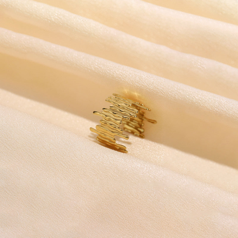 Gold-Plated Anti Tarnish Stainless Steel Contemporary Adjustable Ring
