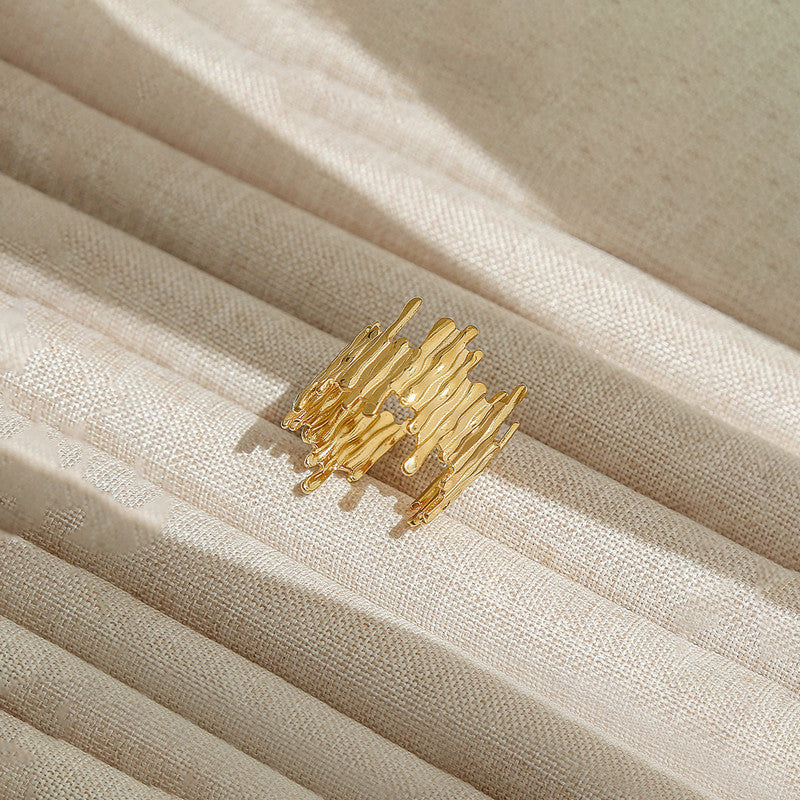 Gold-Plated Anti Tarnish Stainless Steel Contemporary Adjustable Ring