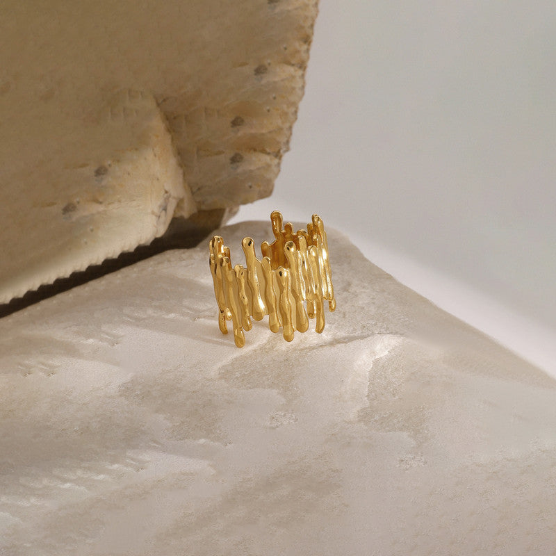 Gold-Plated Anti Tarnish Stainless Steel Contemporary Adjustable Ring