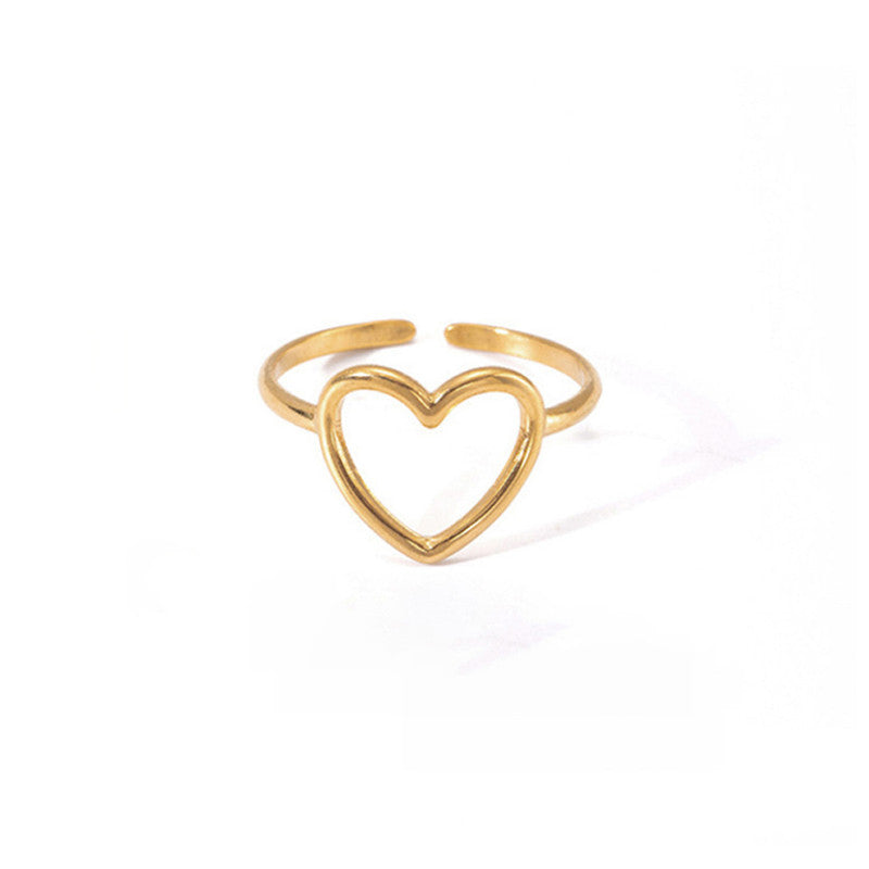 Gold-Plated Anti Tarnish Stainless Steel Heart Themed Adjustable Ring