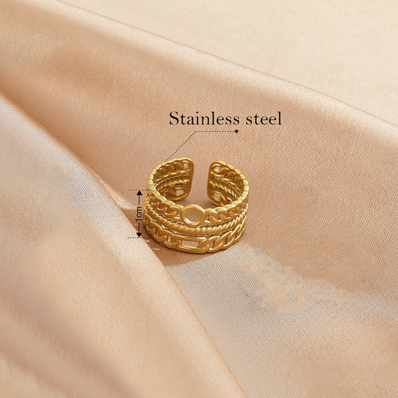 Gold-Plated Anti Tarnish Stainless Steel Contemporary Adjustable Ring