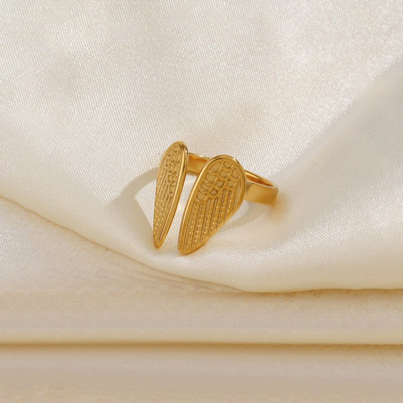 Gold-Plated Anti Tarnish Stainless Steel Wings of Hope Themed Adjustable Ring