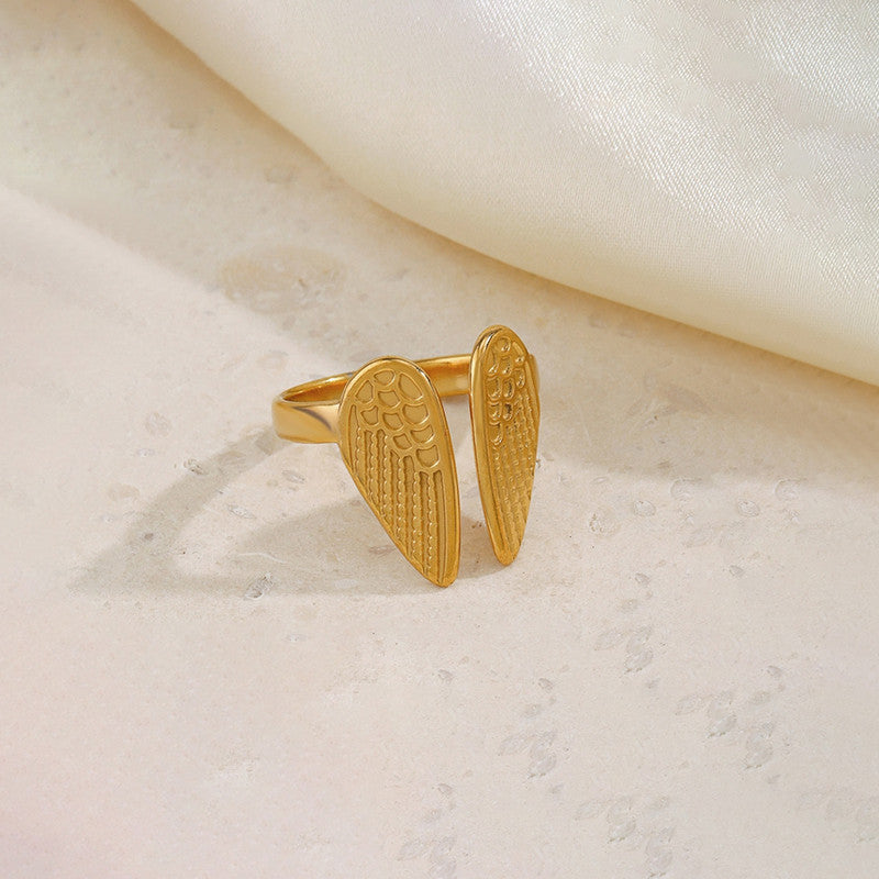 Gold-Plated Anti Tarnish Stainless Steel Wings of Hope Themed Adjustable Ring